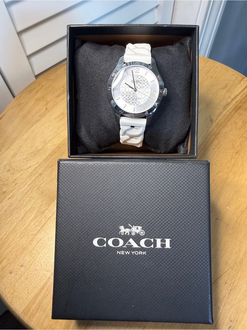 Coach White Silicone Strap Libby Watch with Silver-Tone Case